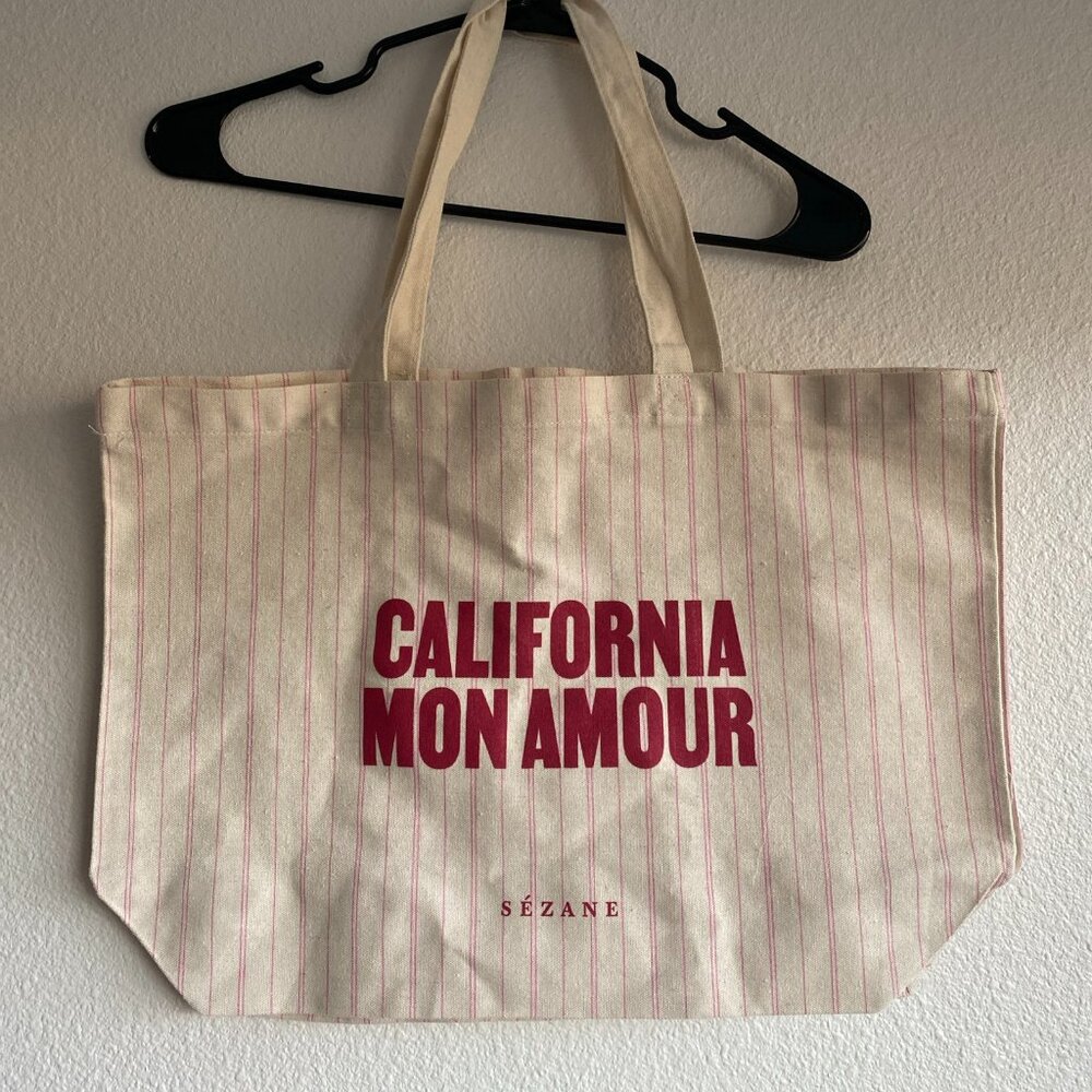 Sezane Canvas Tote Bag, "California Mon Amour"
